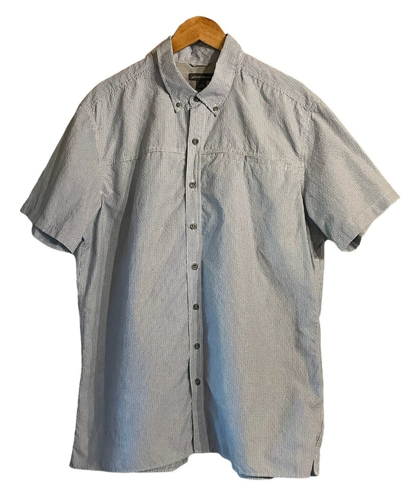 Eddie Bauer Short Sleeve Shirt Men's TXL Blue Button Down Vented Hiking …